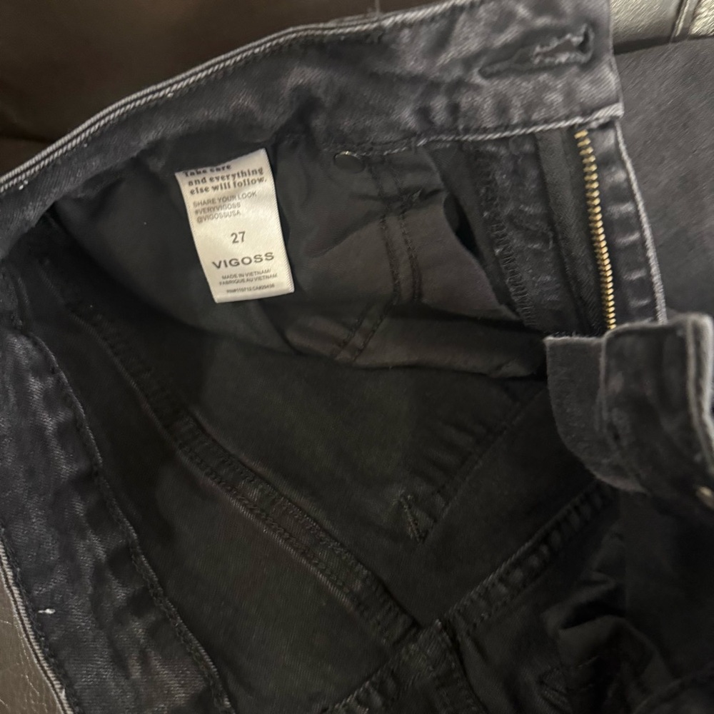 VIGOSS Womens Distressed Crop Jeans Size 27 Waist Straight Stretch Charcoal - Picture 7 of 16